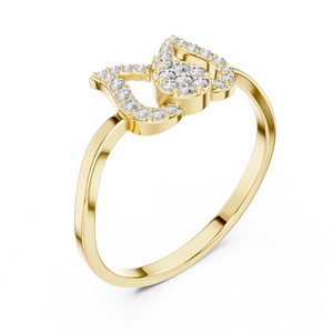 Anillo Minimalista en Forma de Mariposa de Oro Amarillo Sólido de 14k con Diamantes Cultivados en Laboratorio de Corte Redondo, Anillo de Boda Clásico, Regalo para Ella - Product Image 3