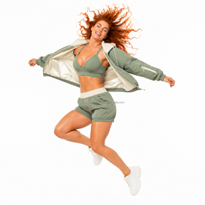 Ensemble de survêtement léger pour femme en tissu nylon respirant avec poignets élastiques et ourlet à cordon de serrage, étiquette tissée personnalisée, fabrication sur mesure - Product Image 5