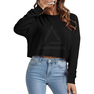 Sweat-shirt court tendance pour femme avec coupe décontractée, tissu extensible, manches longues pour tous les jours et les tenues de week-end - Product Image 5