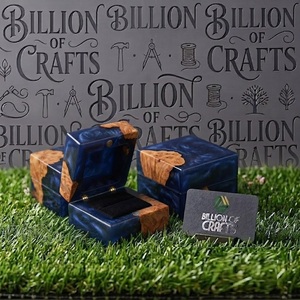 Caja de Anillos de Resina y Madera, Rectangular, Hecha a Mano, Moderna, Decoración de Mesa para Bodas, Caja de Anillos de Madera Azul para Regalo - Product Image 6