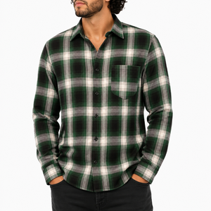 Chemises à carreaux de haute qualité en gros pour hommes, chemises à manches longues, logo personnalisé, chemises en flanelle élégantes pour hommes - Product Image 1