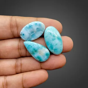 พลอยลาริมาร์สีน้ำเงินธรรมชาติทรงรีขัดเงาสำหรับทำเครื่องประดับ ขายส่งอัญมณี - Product Image 1