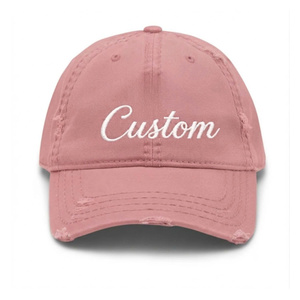 Casquette de baseball non structurée à visière incurvée, 6 panneaux, avec logo brodé personnalisé, boucle métallique vieillie, pour usage quotidien et sportif, vente en gros - Product Image 1