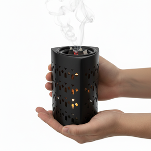 Contemporary <b>Oud</b> Incense Holder with Geometric Cutwork Design Wholesale Supplier Metal <b>Bakhoor</b> Burner - Product Image 2