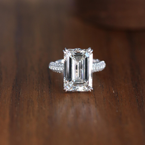 Bague en or blanc taille émeraude avec diamant de 5,40 carats, bijoux de fiançailles et de mariage en diamant de laboratoire, plaqué or 14 carats, vermeil éternité - Product Image 6