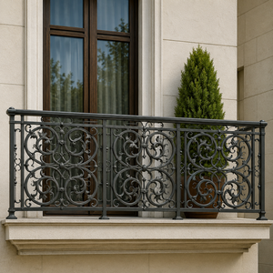 Rampe d'escalier en fer forgé, panneau de balustrade en fonte orné, garde-corps métallique décoratif à volutes, pour marches en pierre, balustrade extérieure - Product Image 5