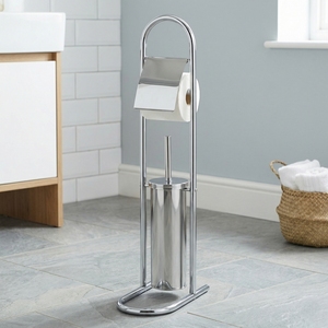 MIT Modern Chrome Plated Toilet Tissue Holder <b>Stand</b> with Brush Quality Household Storage for Bathrooms Manufactured Taiwan Sale! - Product Image 1