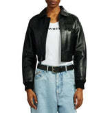 Black Color Women's Leather Avirex <b>Jackets</b> with Premium Leather Crop Design Sexy Fit Latest <b>Winter</b> Women Avirex Leather <b>Jacket</b> - Product Image 3