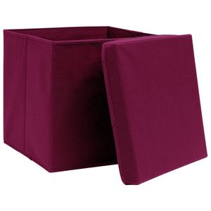 Ensemble de 4 boîtes de rangement en tissu non tissé rouge foncé 100% polyester, paniers et bacs élégants en tissu - Product Image 3
