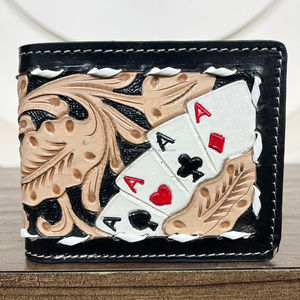 Delgado de gran capacidad Bi-fold estilo de moda a mano Tooled cuero monedero de la tarjeta Cartera de cuero genuino corto hombres cartera Hold Cash Coin - Product Image 4
