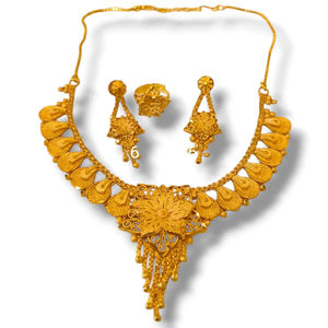 AWAIS HOUSE Collier et Bracelet Hiphop Infinity plaqué or 6 grammes avec sertissage griffes diamantées pour Festival des Femmes Africaines, Mariage et Fête - Product Image 1