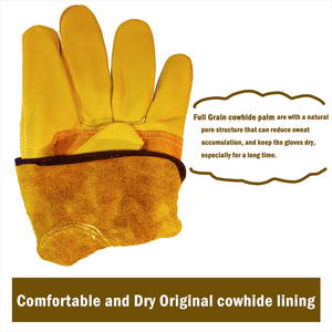Gants de sécurité vintage en cuir jaune avec paume renforcée pour une protection accrue, durabilité, respirabilité, utilisation extérieure, longueur poignet - Product Image 2