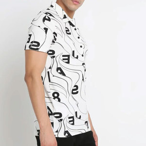 Men's Short Sleeve for <b>Shirt</b> <b>Striped</b> Pattern Front Logo Knitted Polyester Quick Dry Casual Color Blocked Regular Fit - Product Image 5