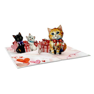 Tarjeta Pop-Up 3D Hecha a Mano, Diseño Personalizado, Regalo de Amor para Gatos, Tarjeta de Felicitación de San Valentín, Papel 130x180mm, Superventas, Tendencia - Product Image 4