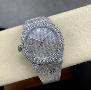 Reloj Mecánico de Lujo con Incrustaciones de Diamantes Completas, Certificado GRA, VVS, Moissanita, Esfera con Indicadores, Estilo Brillante - Product Image 2