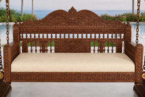 Designer Carved Maharaja Wooden <b>Swing</b> For Drawing Room Traditional Carved Wooden Maharaja <b>Swing</b> For Indoor Manufacturer USA Home - Product Image 5