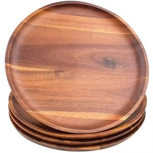 Plateau de service en bois de manguier, forme ronde, pour la cuisine, la maison et la table d'hôtel, plateaux de service pour le thé et le café - Product Image 6