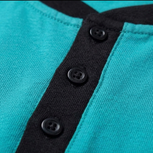 Men's Casual Raglan Sleeve Stand <b>Collar</b> <b>T</b>-<b>Shirt</b> Solid Color Block Slim Fit Knitted Short Sleeve Top - Product Image 5
