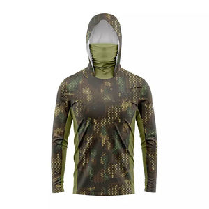 เสื้อเชิ้ตตกปลาแขนยาวมีฮู้ดลายพรางสำหรับผู้ชาย UPF 50 ป้องกันรังสียูวี เสื้อผ้าสำหรับกิจกรรมกลางแจ้ง พิมพ์ลายแบบซับลิเมชั่น เสื้อผ้าสำหรับออกกำลังกาย - Product Image 3