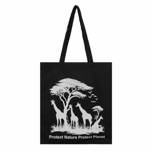 Eco-World Black Canvas Tote <b>Bag</b> PP Webbing Shoulder Handle Zipper Closure Geometric Pattern Fashion Style <b>Medium</b> <b>Size</b> for Daily - Product Image 1