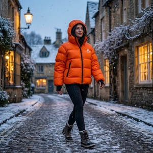 Veste matelassée à capuche orange pour homme, veste d'hiver chaude et légère, imperméable, pour l'extérieur, One Apex - Product Image 6