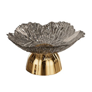 Luxury Metal Silver Fruit <b>Bowl</b> With A <b>Gold</b> Pedestal Base, Elegant Textured Centerpiece For Modern Hotel And Home Tabletop <b>Decor</b> - Product Image 2