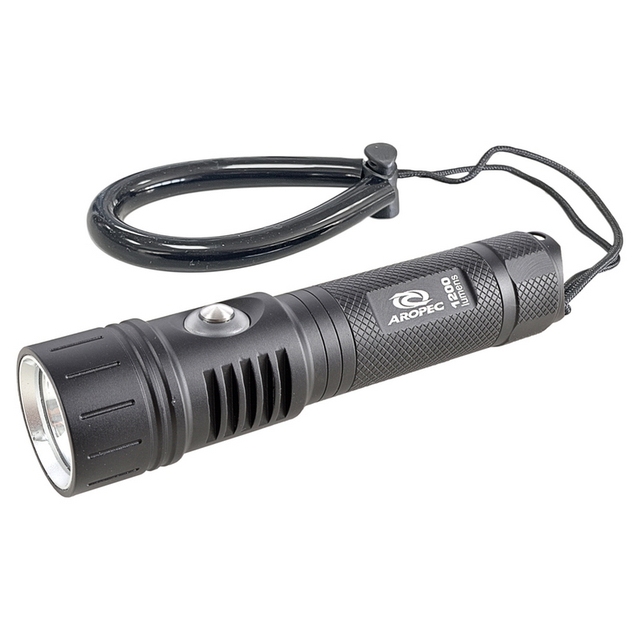 Aropec Sports Corp. Aluminum Diving Flashlight T-SW01-1200 3 Modes Power Indicator IPX8 Waterproof Lightweight Professional