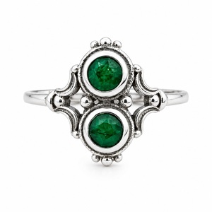Wholesale 925 Sterling Silver Green Emerald <b>Ring</b> Natural Emerald Gemstone Minimalist <b>Dainty</b> <b>Ring</b> May Birthstone Fine Jewelry - Product Image 1