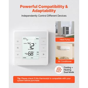 Termostato Programable de 7 Días con Pantalla LED Retroiluminada para Sistemas HVAC Domésticos, para Bomba de Calor, Aire Acondicionado y Calefacción por Suelo Radiante - Product Image 3