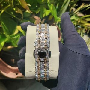 Splendide montre pour homme avec diamants, 28 mm, moissanite, argent, mouvement ETA, quartz analogique, cristal saphir, résistance à l'eau 10 m - Product Image 5