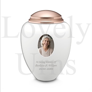 Urna Funeraria Conmemorativa para Cenizas, Diseño de Rosa Blanca Dorada, para Adultos, Recuerdo Elegante y Duradero - Product Image 3