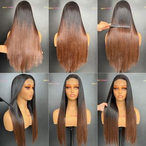 Factory Price 100% Vietnamese Raw Hair Wigs Straight <b>Black</b> Brown Color Virgin Cuticle Aligned HD/Swiss <b>Lace</b> Front Wig - Product Image 2