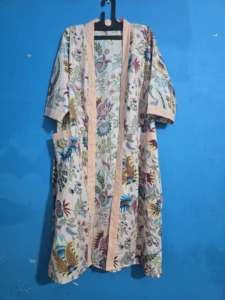 Robe Kimono Florale en Coton Faite à la Main, Col en V, Respirante, pour l'Été, Peignoir de Nuit, Robe de Préparation pour Demoiselle d'Honneur, Plage et Vacances - Product Image 4