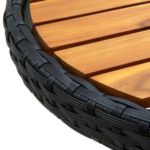 Tavolino da Tè Rotondo Pieghevole in Rattan PE Nero, Prodotto Funzionale e Elegante - Product Image 6