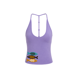 Top Marrón de Un Solo Hombro con Bordado de Hojas con Cuentas, Estilo Casual, Transpirable, para Uso Diario en Primavera/Verano - Product Image 2
