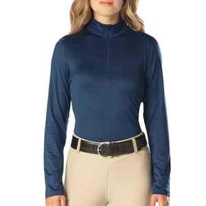 Camiseta de equitación de manga larga con media cremallera para niñas, superventas, nueva llegada, color personalizado, capa base para equitación. - Product Image 1