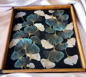 Nouvelle Arrivée : Plateau de Service Carré en Bois de Qualité Exceptionnelle, Motif Imprimé à la Main, Surface Lisse, Style Ferme Moderne pour Mariage - Product Image 1