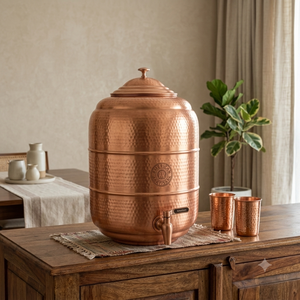 American Artisan Hammered Copper <b>Water</b> Dispenser with Lid and Tap Large Capacity Vintage Style Home Beverage <b>Urn</b> - Product Image 3