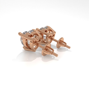 Boucles d'oreilles romantiques à trois griffes pour femme, avec diamant minimaliste en forme de cœur, cultivé en laboratoire, solitaire, en or rose 10k, 14k, 18k - Product Image 3