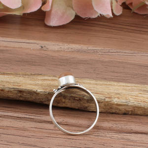 Natural Peach <b>Turquoise</b> Bezel Setting Wedding <b>Ring</b> 925 Sterling Silver Handcrafted Oval Gemstone <b>Rings</b> for Women - Product Image 4