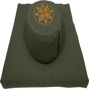 Ensemble de coussins de méditation imprimés en coton : Coussin de soutien en forme de croissant et tapis Zabuton pour le yoga et la méditation au sol - Product Image 4