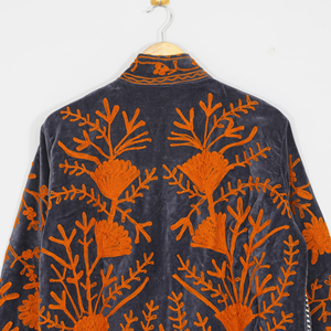 Women Velvet Embroidered <b>Jacket</b> Handmade Suzani Embroidery Floral Boho Vintage Quilted Short Coat - Product Image 2