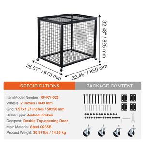 Chariot de rangement à double couvercle pour ballons de sport, en acier, pour intérieur et extérieur, organisateur de cage à basketball, support pour équipement sportif - Product Image 3
