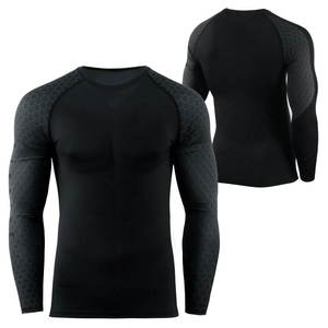 Custom Swim Training Recycled Nylon Rash Guard With UV Resistant Flatlock Seams And Custom Pattern Long Sleeve <b>Compression</b> <b>Shirt</b> - Product Image 5