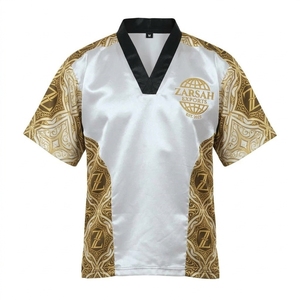 Maillot de sport unisexe noir à col en V pour arts martiaux, avec imprimé géométrique, en néoprène extensible et respirant pour adulte - Product Image 5