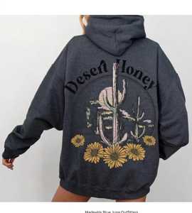 Sweat-shirt à capuche graphique Desert Honey, style Western Boho Cactus, imprimé personnalisé, respirant toute la journée, pour femme, vêtement d'hiver, OEM/ODM - Product Image 5