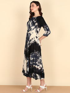 Vestido de Rayón con Estampado Tie-Dye Hecho a Mano para Mujer, Corte en A, de Secado Rápido, para Fiestas de Verano, Estilo Moderno para el Día a Día, al Mejor Precio de Proveedor - Product Image 4