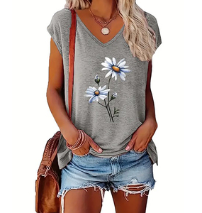 T-shirt Amalli blanc 100 % coton pour femme, avec logo, tricoté uni, coupe classique, col rond, manches courtes, respirant, anti-boulochage - Product Image 2