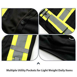 Chaleco de Seguridad Reflectante de Alta Visibilidad Negro, Color Personalizado, Color Brillante, Chaleco de Tráfico para Trabajo de Construcción - Product Image 6