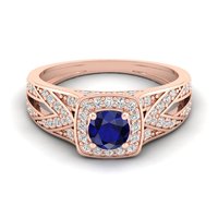 REYES Großhandelspreis 14K 18K Massivgold Rundschliff 0,4 Karat Blauer Saphir Edelsteinring GRA-Zertifizierter Moissanit Feiner Schmuck
